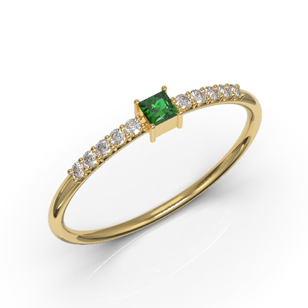 Minimalist Dainty Gold Princess Center CZ Ring